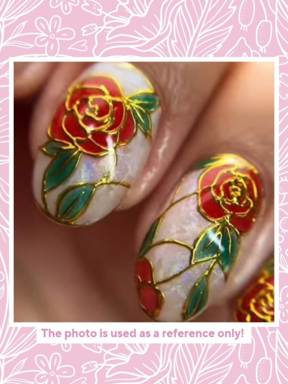 💅 Cloisonne Rose Nails Custom Re-Creation Press-On Nails (Made to Order) - Picture 2 of 6